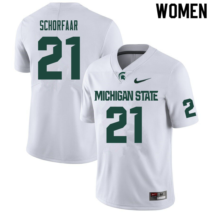 Women #21 Andrew Schorfaar Michigan State Spartans College Football Jerseys Sale-White